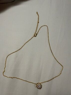 Gold Crystal Disc Pendant Necklace - Women Jewelry